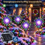 yowin Solar-Feuerwerk Gartenstecker 4er Set 480 LEDs – Fernbedienung & Timer für Aussen – Bild 5