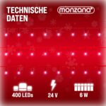 MONZANA Lichterkette 400 LED 40m – Spritzwassergeschützt für Innen & Aussen – Bild 3