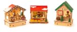 small foot Weihnachtsmarkt Lampen-Set aus Holz – LED-Dekoration mit 3 beleuchteten Hütten – Bild 2