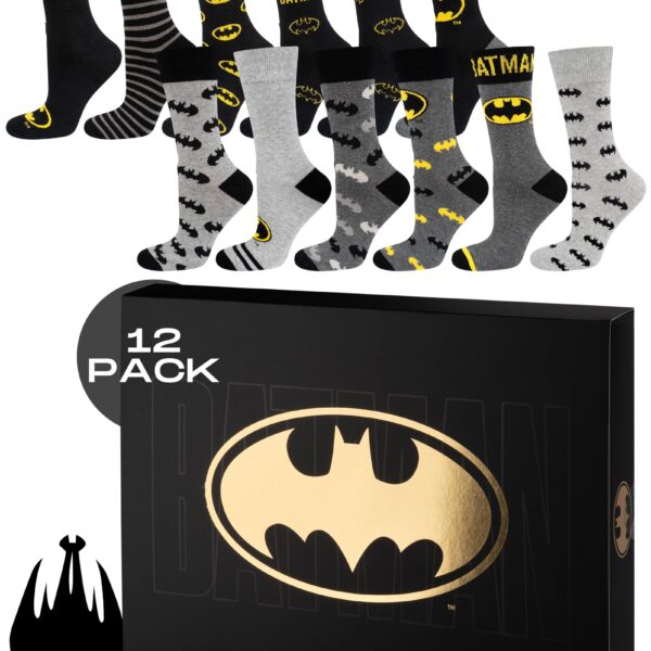 DC Comics Batman Adventskalender – 12 Paar Socken für Herren Gr. 40-45