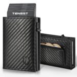 TENBST Slim Wallet Herren mit Pop-up Kartenfach & RFID-Schutz – Carbon-Schwarz