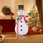 COSTWAY LED Schneemann 150 cm – Beleuchtete Weihnachtsdeko mit 180 Lichtern für innen & aussen – Bild 9