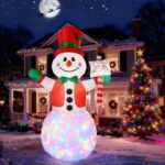 Moxled 2,4m Aufblasbarer Schneemann mit LED-Lichtern – Weihnachtsdeko für Garten & Außen – Bild 9