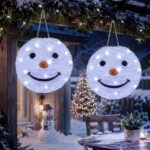 Qedertek LED Weihnachtslaterne 2er-Set 30cm – Schneemann Deko mit 40 LEDs & 8 Modi