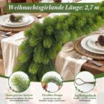 Alupssuc 2,7m PE-Weihnachtsgirlande mit 252 Blättern – Künstliche Kieferngirlande für Innen & Aussen – Bild 2