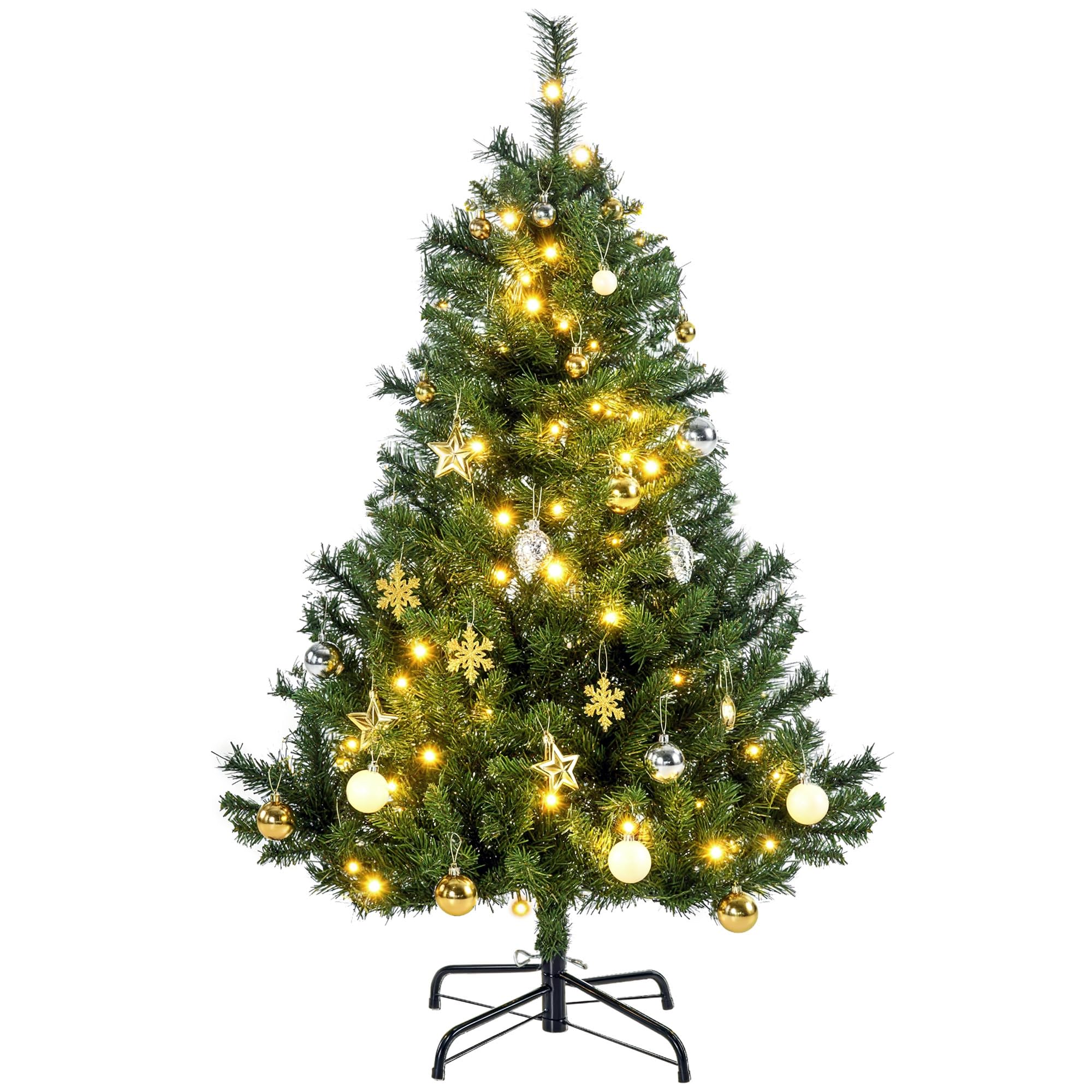 81stH7RmnML._SY2000_.jpg HOMCOM Künstlicher Weihnachtsbaum 120 cm mit 80 LED & Kugeln – Naturgetreuer Christbaum – Bild 1