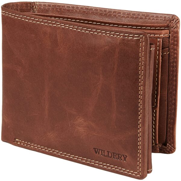 Wildery® Herren-Geldbörse aus Vintage-Leder mit RFID Schutz & Münzfach