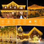 WOWDSGN Eisregen Lichterkette 12m 360 LED Warmweiss IP44 – Weihnachtsbeleuchtung Außen mit Timer – Bild 4