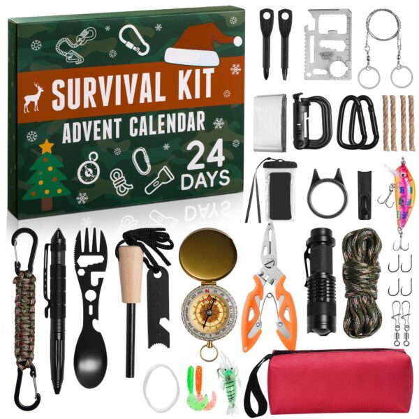 Lustkindheit Adventskalender 2026 für Männer – 31-tlg. Survival Kit mit Outdoor-Tools
