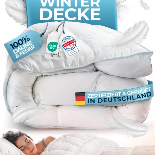 Glückstoff® Winterdecke 155x220cm mit Daunen & Federn – Zertifiziert in Deutschland