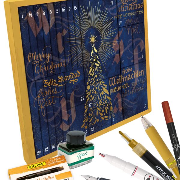ONLINE Kalligrafie Adventskalender 2026 – 31 hochwertige Schreibkunst-Produkte für Anfänger & Fortgeschrittene
