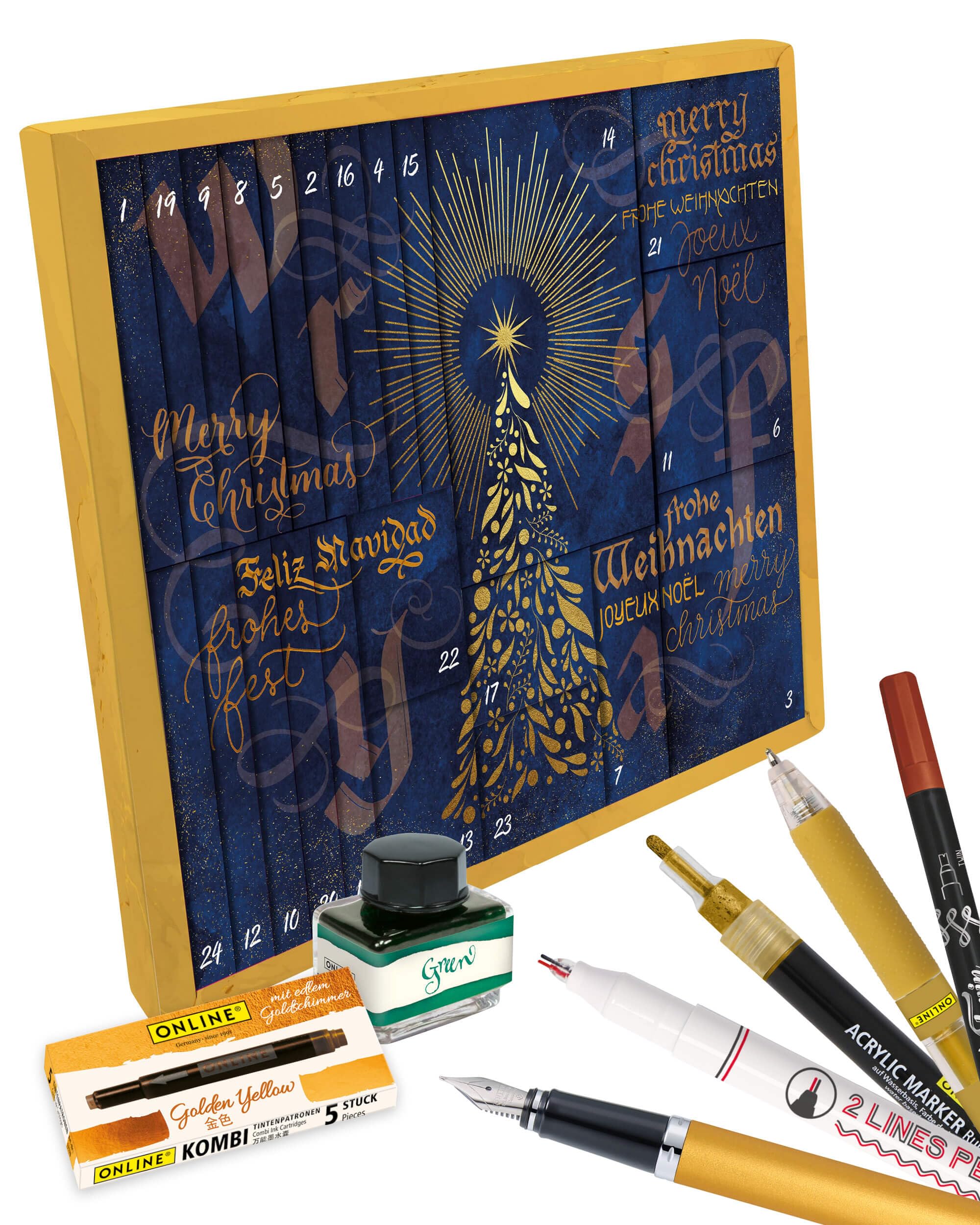 ONLINE Kalligrafie Adventskalender 2026 – 31 hochwertige Schreibkunst-Produkte für Anfänger & Fortgeschrittene