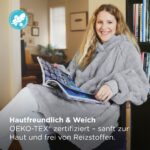 BEDSURE Hoodie Decke 95x85cm mit Ärmeln & Taschen – Premium Kuscheldecke Grau – Bild 2