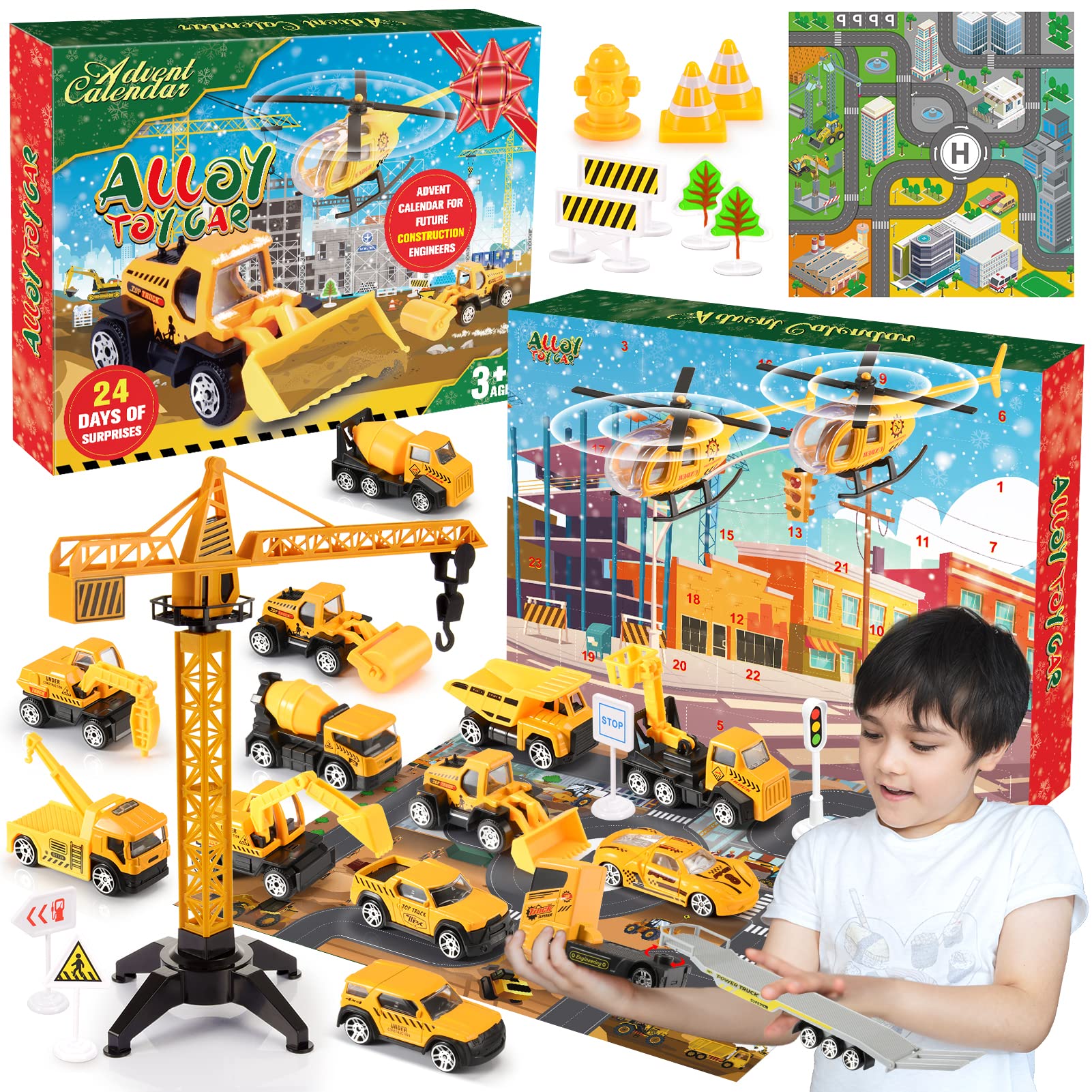 81vEq9YmpRL._SY1601_.jpg Tsokize Adventskalender Auto 2026 – 24 Baustellenfahrzeuge für Kinder ab 1–6 Jahren – Bild 1