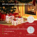 COSTWAY 3er Set LED Geschenkboxen – Beleuchtete Weihnachtsdeko mit Timer für Innen & Aussen – Bild 4