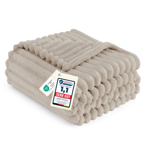 BEDSURE Kuscheldecke 150x200 cm Beige – Fleecedecke Sofadecke Wolldecke Waschbar