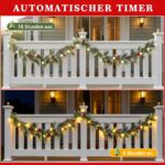 Quntis Weihnachtsgirlande 175cm mit LED-Beleuchtung & Timer – Festliche Tannengirlande – Bild 4