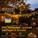 150 LED Schneeflocken & Sterne Lichtervorhang 2,3m – Warmweiss mit 8 Modi & Timer – Bild 4