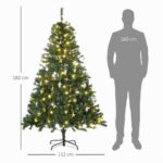 HOMCOM Künstlicher Weihnachtsbaum 180 cm mit 200 LED & Christbaumkugeln – Tannenbaum für Innen – Bild 3