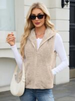 Novastellara Teddy Fleece Weste Damen – Sherpa Wärmeweste mit Stehkragen für Herbst & Winter – Bild 3