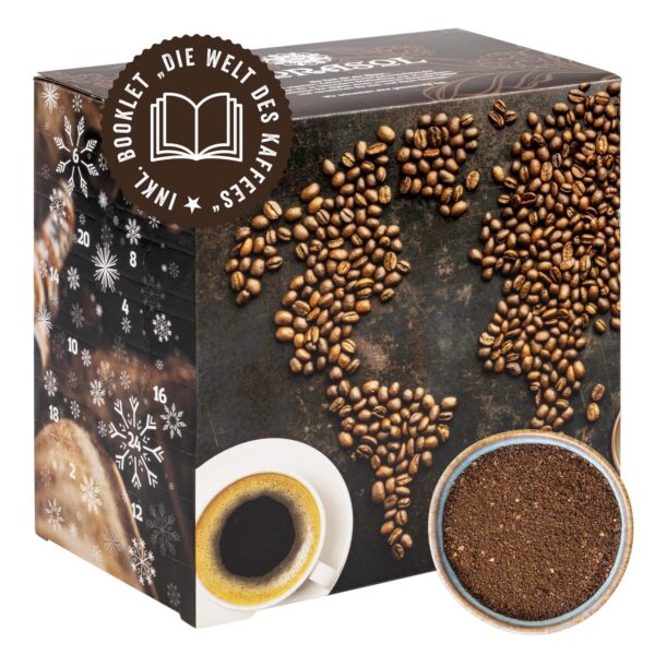 Corasol Premium Kaffee-Weltreise Adventskalender 2026 – 24 Gourmet Röstkaffees gemahlen