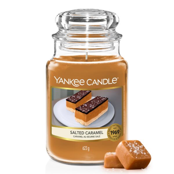 Yankee Candle Salted Caramel grosse Duftkerze – 150 Stunden Brenndauer