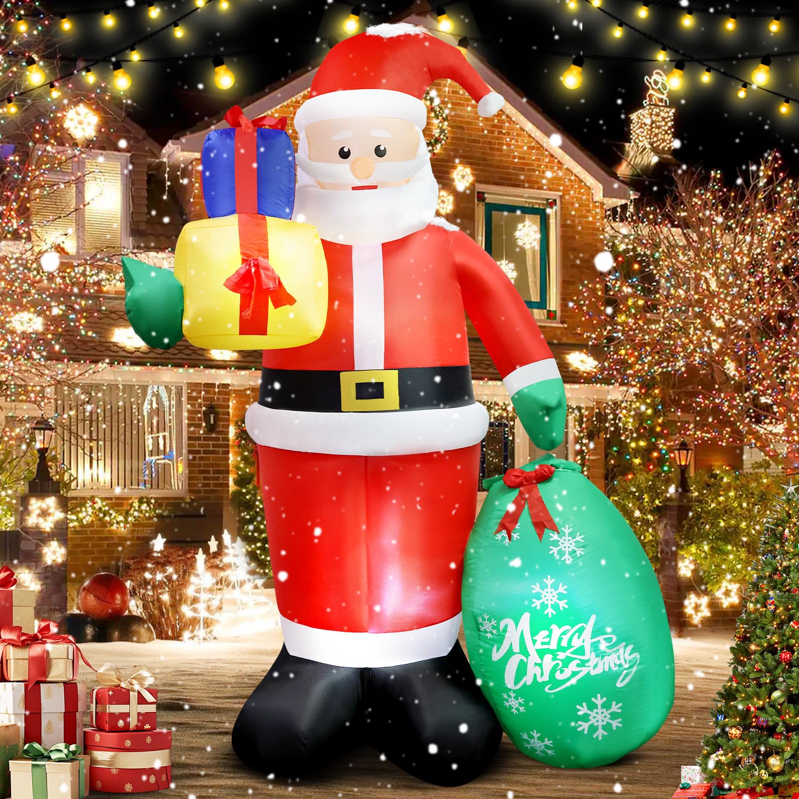 81xOJVvMpCL._SY1600_.jpg MISTRO Aufblasbarer Weihnachtsmann 245 cm mit LED – Outdoor Weihnachtsdeko für Garten – Bild 1