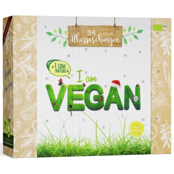 BOXILAND Vegan Adventskalender 2026 – 24 Bio-Snacks handverpackt für pflanzliche Geniesser