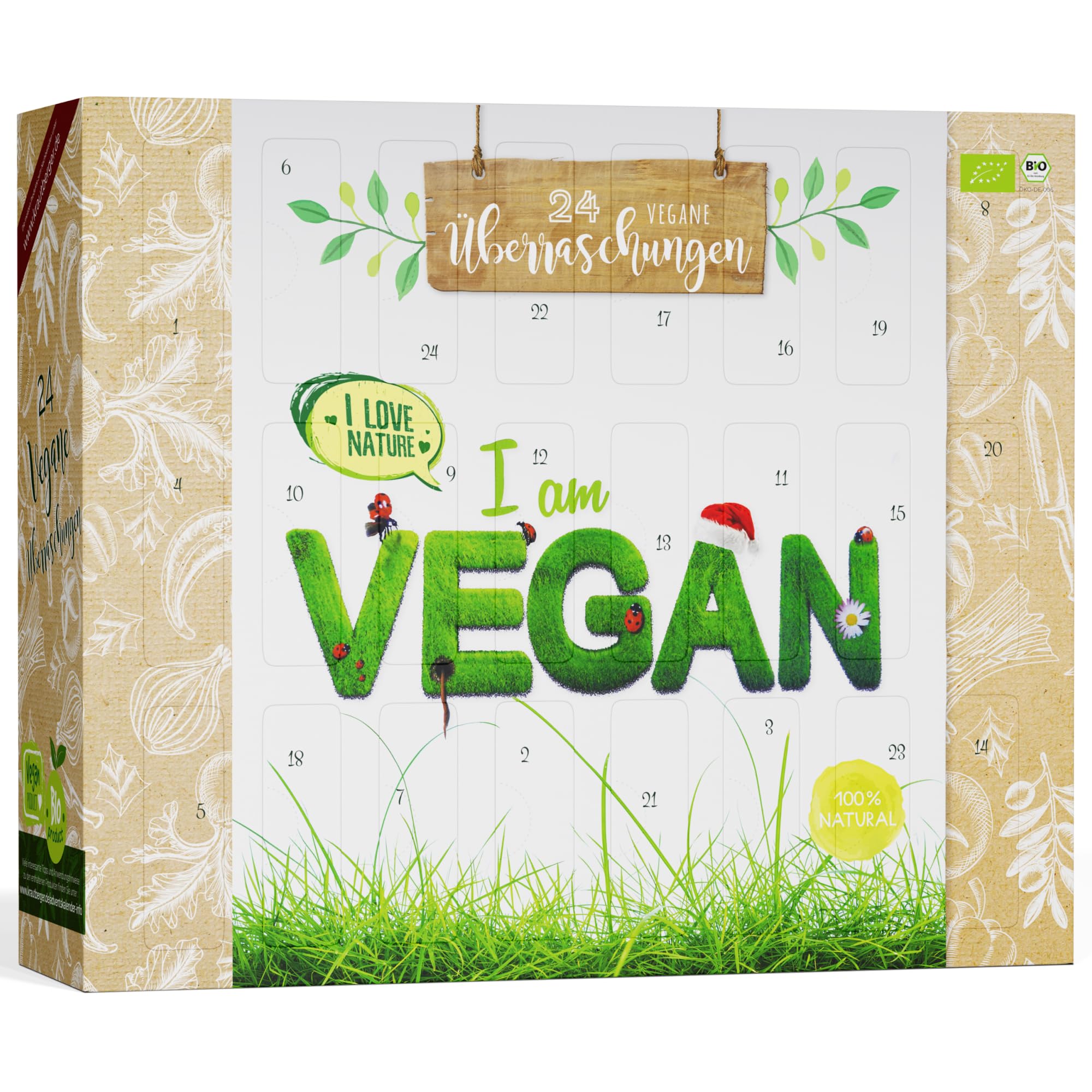 BOXILAND Vegan Adventskalender 2026 – 24 Bio-Snacks handverpackt für pflanzliche Geniesser