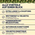 CASARIA LED-Weihnachtsgirlande 10m mit 200 Warmweiss-LEDs – Indoor & Outdoor Tannengirlande – Bild 8