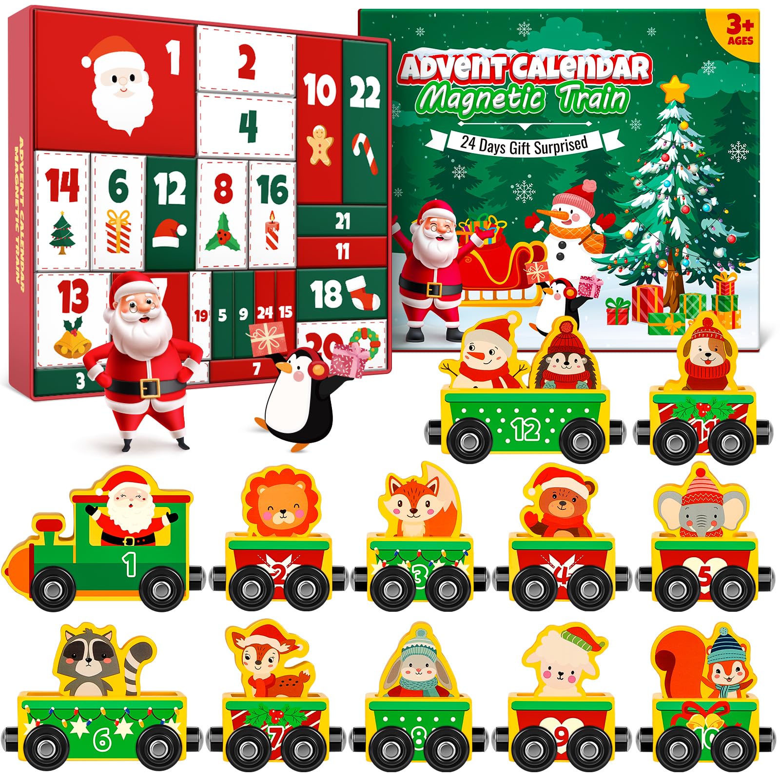 81y1z6YeCuL._SY1600_.jpg Vexyra Adventskalender 2026 mit magnetischem Holzzug – Montessori Lernspielzeug für Kinder – Bild 1