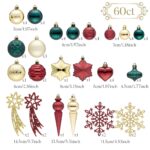 Valery Madelyn 60er Christbaumkugeln Set Rot Grün Gold – Bruchsicher Kunststoff Weihnachtsbaumschmuck – Bild 5