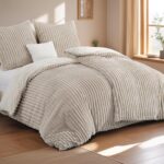 Aisbo Winterbettwäsche 135x200 4-teilig Beige – Teddy Fleece Flanell Bettgarnitur – Bild 2
