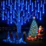 Harnyles Meteorschauer-Lichterkette 16 Röhren – Wasserdichte LED-Weihnachtsdeko Blau