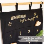 Papierdrachen Adventskalender 2026 – Bestickter Wandteppich Schwarz-Gold 120x60 cm – Bild 7