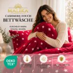 MALIKA Wende-Bettwäsche Cashmere Touch 135x200 cm – Flauschig warme Plüsch-Bettwäsche Weinrot – Bild 7