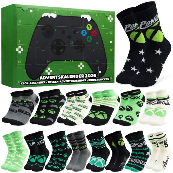 Get Trend Xbox Socken Adventskalender – 24 Paar Gaming Socken für Jungen & Teens (EU 35-40)