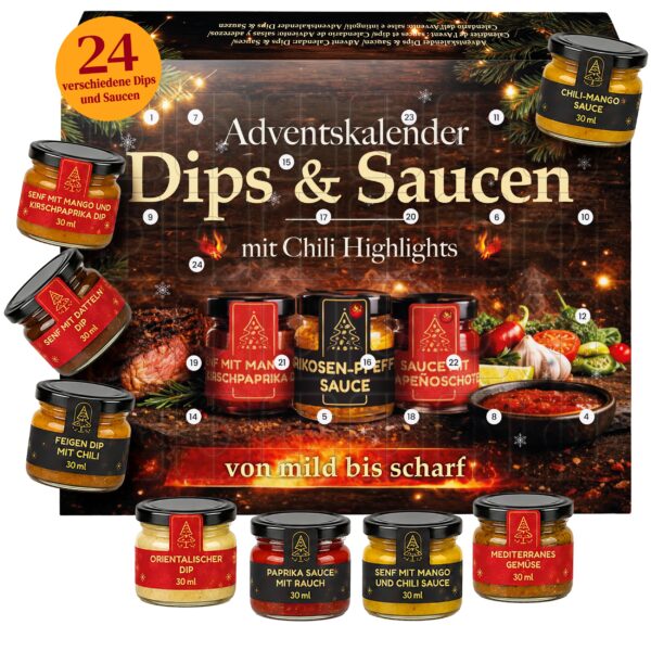 He-Ju Saucen Adventskalender 2026 – 24 Feinkost-Saucen & Dips in Gläschen