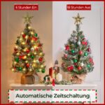 Yaheetech 2er-Set Mini Weihnachtsbaum 92cm mit LED & Schnee – Tischbaum mit Warmweiss – Bild 6