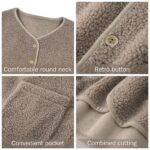 beifon Teddy Fleece Weste Damen – Ärmellose Fellweste mit V-Ausschnitt für Herbst & Winter – Bild 4