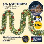 CASARIA Weihnachtsgirlande 10m mit 160 LEDs & Deko – Warmweiss für Innen & Aussen – Bild 3