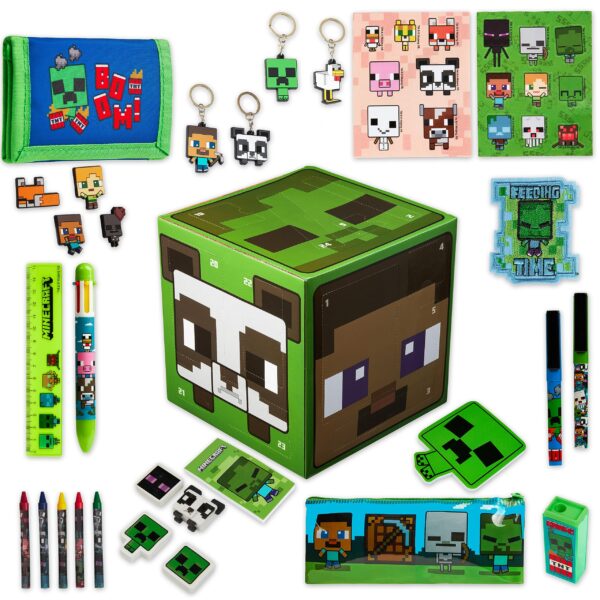 Minecraft Adventskalender 2026 mit 24 Überraschungen – Schreibwaren & Gadgets für Kinder