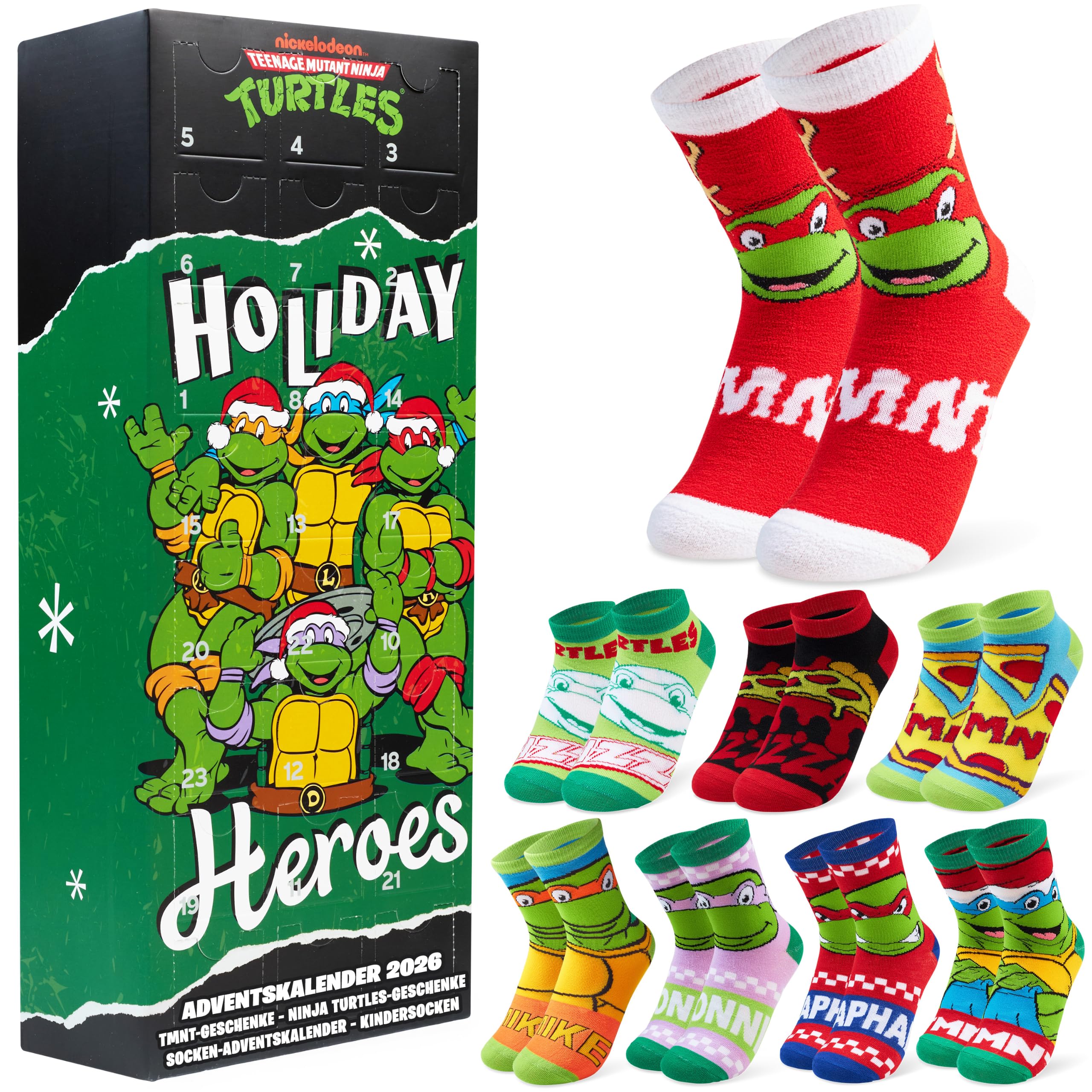Get Trend Teenage Mutant Ninja Turtles Adventskalender – 24 Paar Socken für Jungen