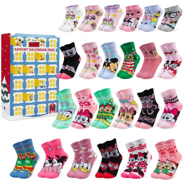Get Trend Disney Minnie Mouse Socken Adventskalender – 24 Paar Socken für Mädchen Grösse 27-32
