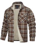 TACVASEN Herren Fleece-Thermohemd mit Karomuster – Warme Flanellhemd Jacke für Winter