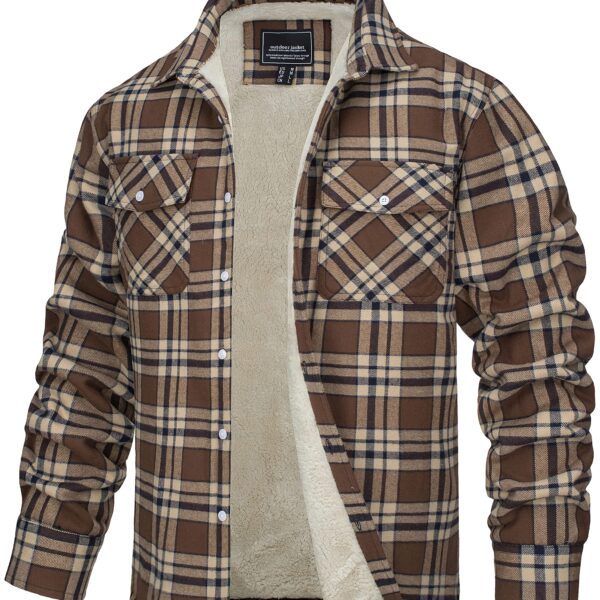 TACVASEN Herren Fleece-Thermohemd mit Karomuster – Warme Flanellhemd Jacke für Winter