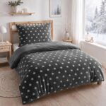 MALIKA Wende-Bettwäsche 135x200cm Cashmere Touch Nicky-Teddy Plüsch – Winterbettwäsche Grau