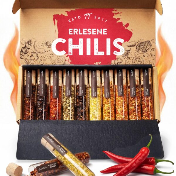 Timber Taste Chili Geschenkset 10er – Scharfe Gewürze bis 1,2 Mio Scoville für Liebhaber