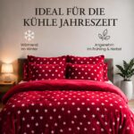 MALIKA Wende-Bettwäsche Cashmere Touch 135x200 cm – Flauschig warme Plüsch-Bettwäsche Weinrot – Bild 3