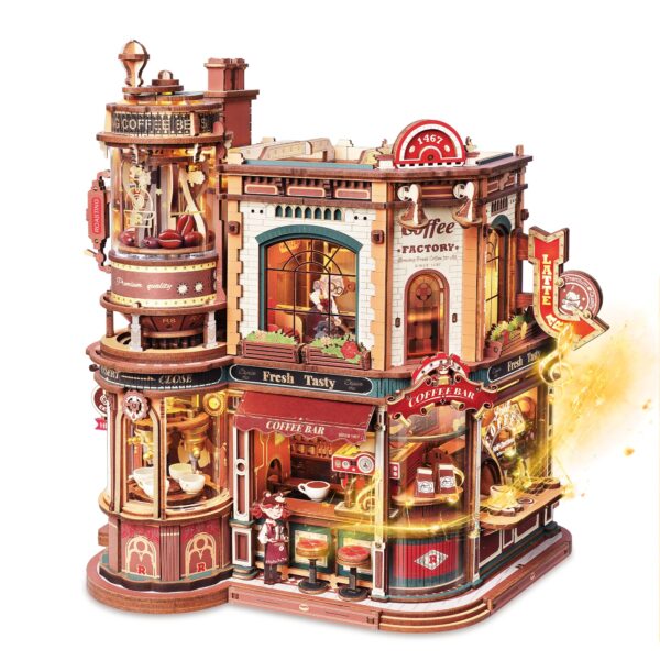 ROKR Dream Coffee Factory 3D Holzpuzzle EAB02 – Mechanisches Modell mit LED & Sound